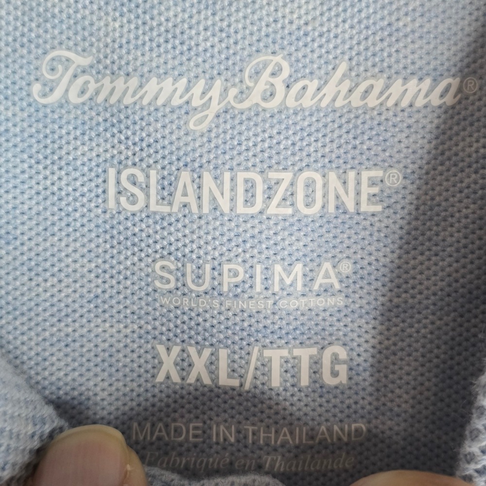 Tommy Bahama Mens IslandZone Supima Cotton Polo Shirt Light Blue XXL Marlin Logo - Picture 4 of 7